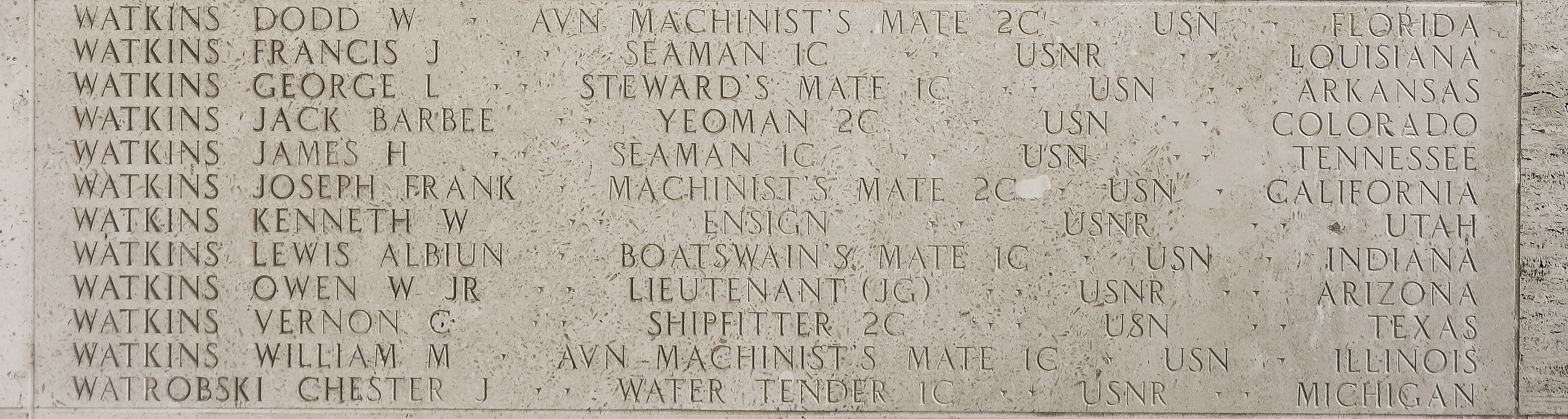 James H. Watkins, Seaman First Class